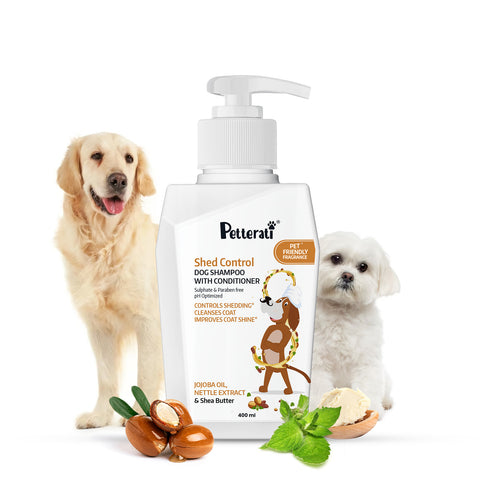 Shed control dog shampoo with jojoba oil and nettle extract
