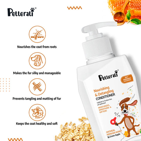 Petterati Cleansing & Moisturizing Oatmeal Dog Shampoo + Nourishing & Detangling Oatmeal Dog Conditioner-400 ml +400 ml