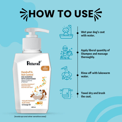 Dandruff & itch control dog shampoo usage