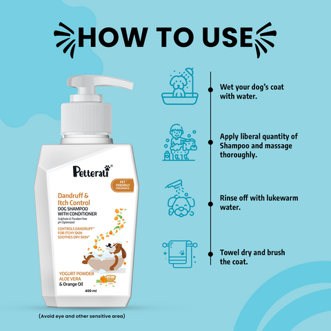 Dandruff & itch control dog shampoo usage