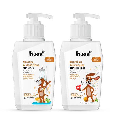 Petterati Cleansing & Moisturizing Oatmeal Dog Shampoo + Nourishing & Detangling Oatmeal Dog Conditioner-400 ml +400 ml