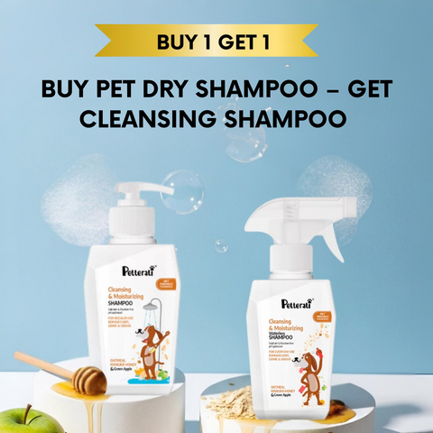 Double Care Pack – Waterless dog Shampoo (400ml) + Cleansing & Moisturizing Shampoo (400ml) | Buy 1 Get 1 Free