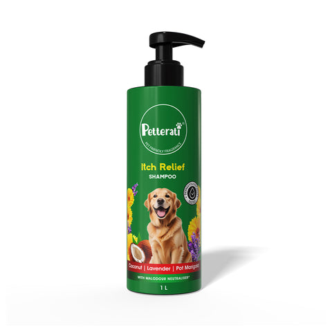 Petterati Itch Relief Dog Shampoo | With Goodness of Coconut, Lavender, Pot Marigold | Shampoo + Conditioner 1000ml Dermatologically Tested with Malodour Neutraliser and Pet Friendly Fragrance
