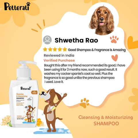 Petterati Cleansing & Moisturizing Dog Shampoo with Oatmeal and Manuka Honey-400 ml