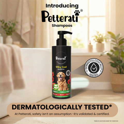 Petterati Silky Coat Dog Shampoo | Healthy, Shiny & Silky Fur | Malodour Neutraliser | Pet-Friendly Fragrance | 200ml + 100ml Free