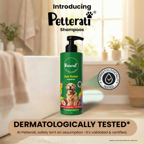 Petterati Itch Relief Dog Shampoo | With Goodness of Coconut, Lavender, Pot Marigold | Shampoo + Conditioner 1000ml Dermatologically Tested with Malodour Neutraliser and Pet Friendly Fragrance
