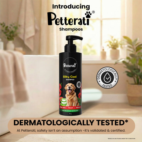 Petterati Silky Coat Dog Shampoo | Healthy, Shiny & Silky Fur | Malodour Neutraliser | pH Optimized | 1000ml