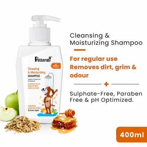 Oatmeal Dog Shampoo for Cleansing & Moisturizing with Manuka Honey | Sulphate-Free – 400 ml