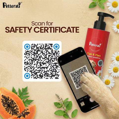 Petterati Tick & Flea Defence Dog Shampoo | Best Tick and Flea Shampoo for Dogs | Anti-Tick Care | Malodour Neutraliser | pH Optimized | 200ml + 100ml Free