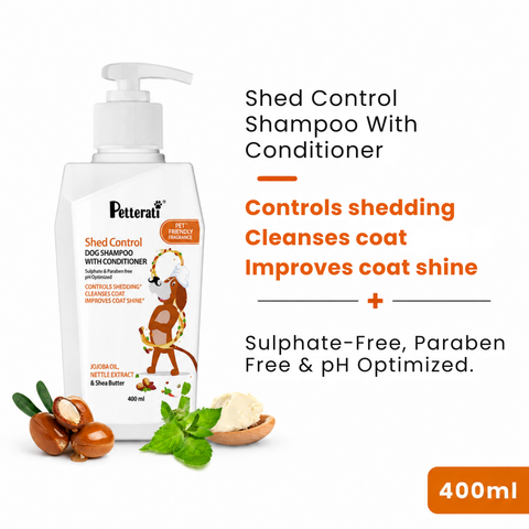 Anti Hair Fall Shampoo for Dogs 400ml – Effective Shed Control Shampoo for Dogs for a Healthy, Shiny Coat | Sulphate & Paraben Free
