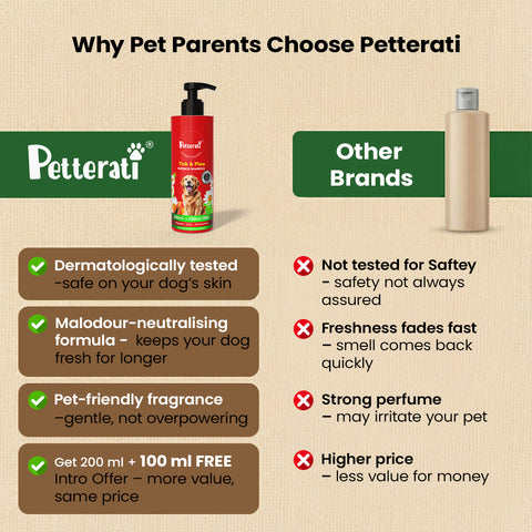 Petterati Tick & Flea Defence Dog Shampoo | Best Tick and Flea Shampoo for Dogs | Anti-Tick Care | Malodour Neutraliser | pH Optimized | 200ml + 100ml Free