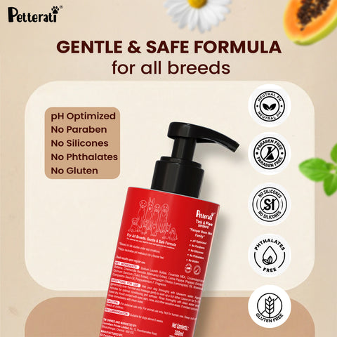 Petterati Tick & Flea Defence Dog Shampoo | Best Tick and Flea Shampoo for Dogs | Anti-Tick Care | Malodour Neutraliser | pH Optimized | 200ml + 100ml Free
