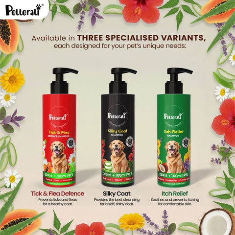 Petterati Silky Coat Dog Shampoo | Healthy, Shiny & Silky Fur | Malodour Neutraliser | Pet-Friendly Fragrance | 200ml + 100ml Free