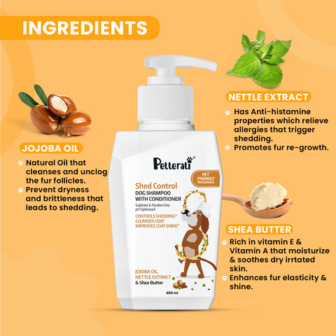 Dog Hair Fall Shampoo with Conditioner Paraben Free 400ml Petterati