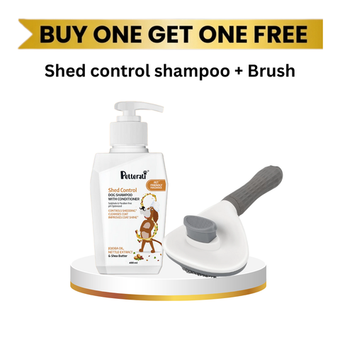 Shed Control Dog Shampoo + Deshedding Brush | Advanced Hair Fall Control Combo | B1G1