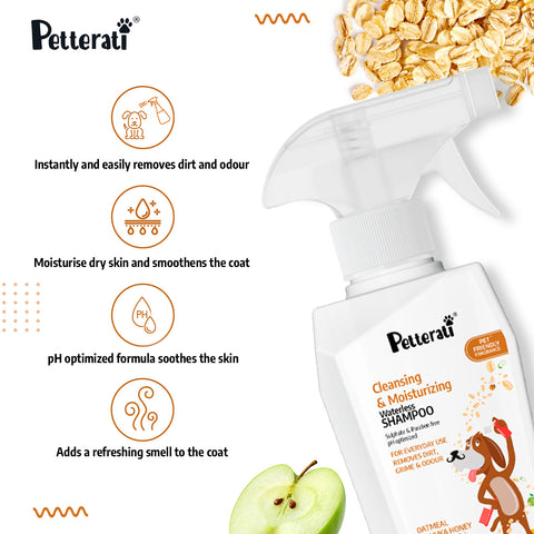 Petterati Tick & Flea Control Shampoo (400ml) + Waterless Shampoo (400ml) for Dogs