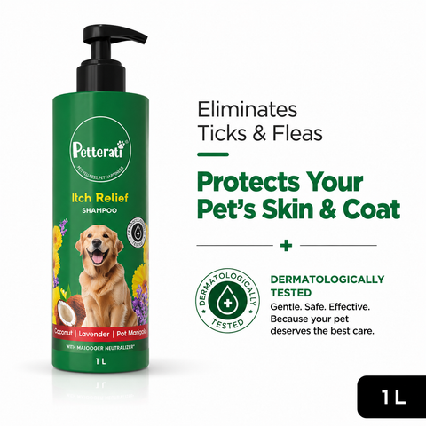Itch Relief Dog Shampoo with Conditioner for Sensitive Skin (1000ml) – Malodour Neutraliser | Dermatologically Tested | pH Optimized