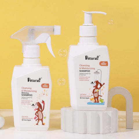 Moisturizing & Waterless Duo-Cleansing & Moisturizing Waterless Dog Shampoo+Cleansing & Moisturizing Dog Shampoo-400 ml +400 ml