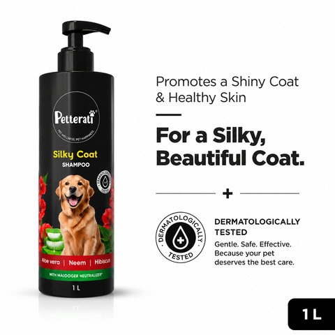 Silky Coat Dog Shampoo for Healthy, Shiny & Soft Fur (1000ml) – Malodour Neutraliser | pH Optimized