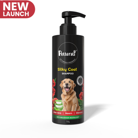 Petterati Silky Coat Dog Shampoo | Healthy, Shiny & Silky Fur | Malodour Neutraliser | pH Optimized | 1000ml
