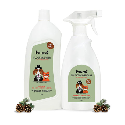 Petterati Surface Disinfectant Pine and Floor Cleaner Pine (Pack of two -500 ML + 900 ML)